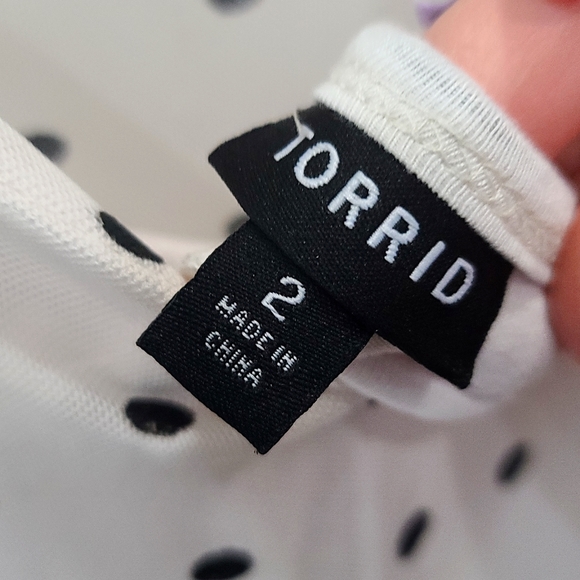 Worn 1x Torrid Ivory Polka Dot Mesh Tiered Ruffle Midi Dress - Picture 6 of 8